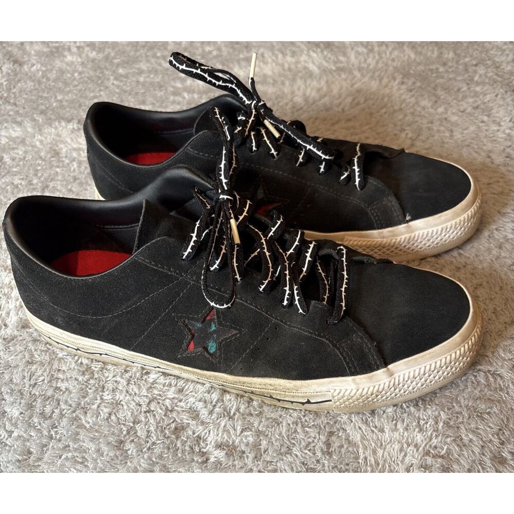 Converse One Star Pro Roses A01579C Black Red Suede Skateboard size 10.5 men's